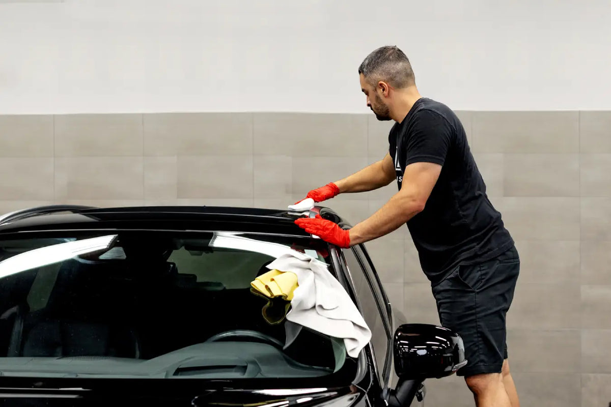 Water beading on a ceramic coated vehicle after decontamination