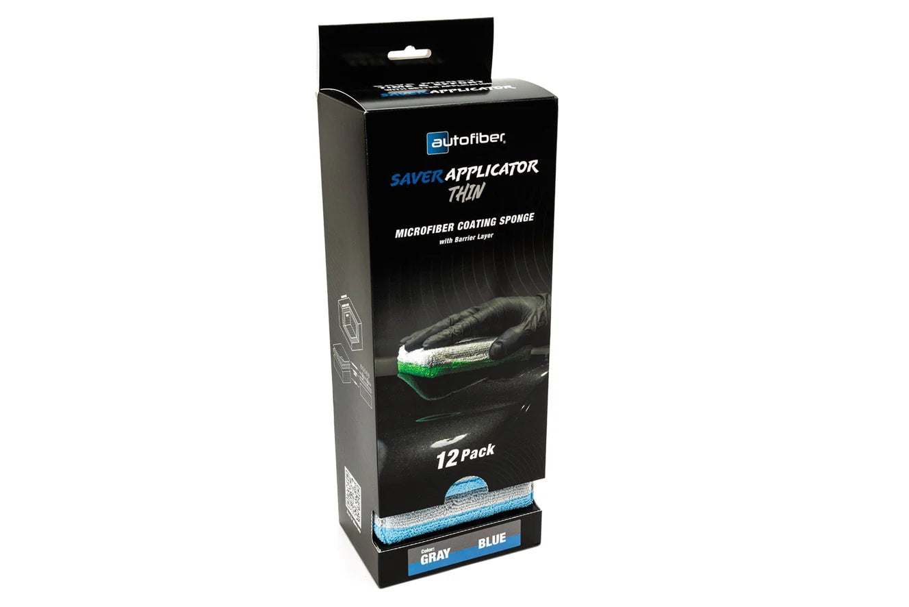 Autofiber Thin Microfiber Coating Applicator Sponge with Plastic Barrier - 12 pack