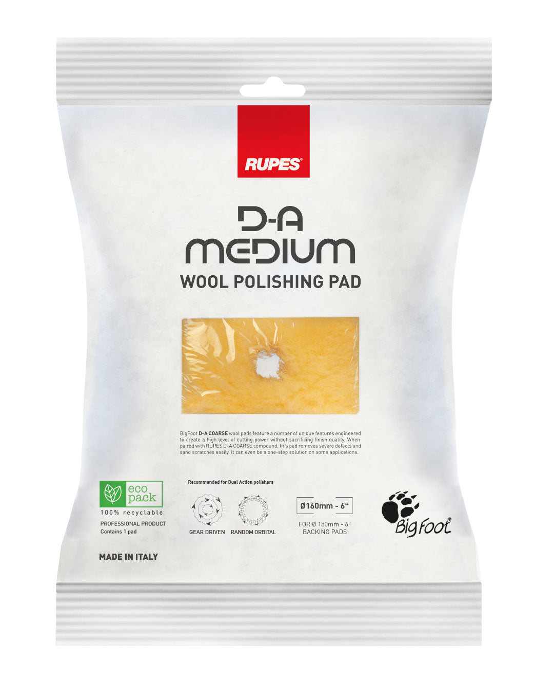 RUPES - Yellow Wool Precision Medium Pad - (80mm, 130mm, 160mm)