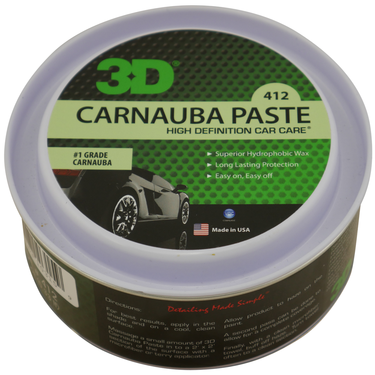 3D Carnauba Paste Wax 14oz