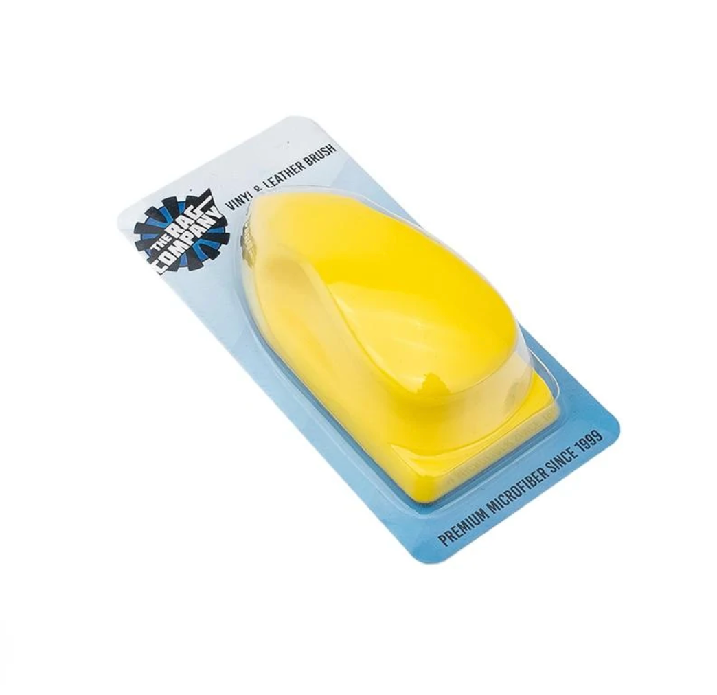 The Rag Company - Leather & Vinyl Interior Scrub Brush - Yellow & Blue